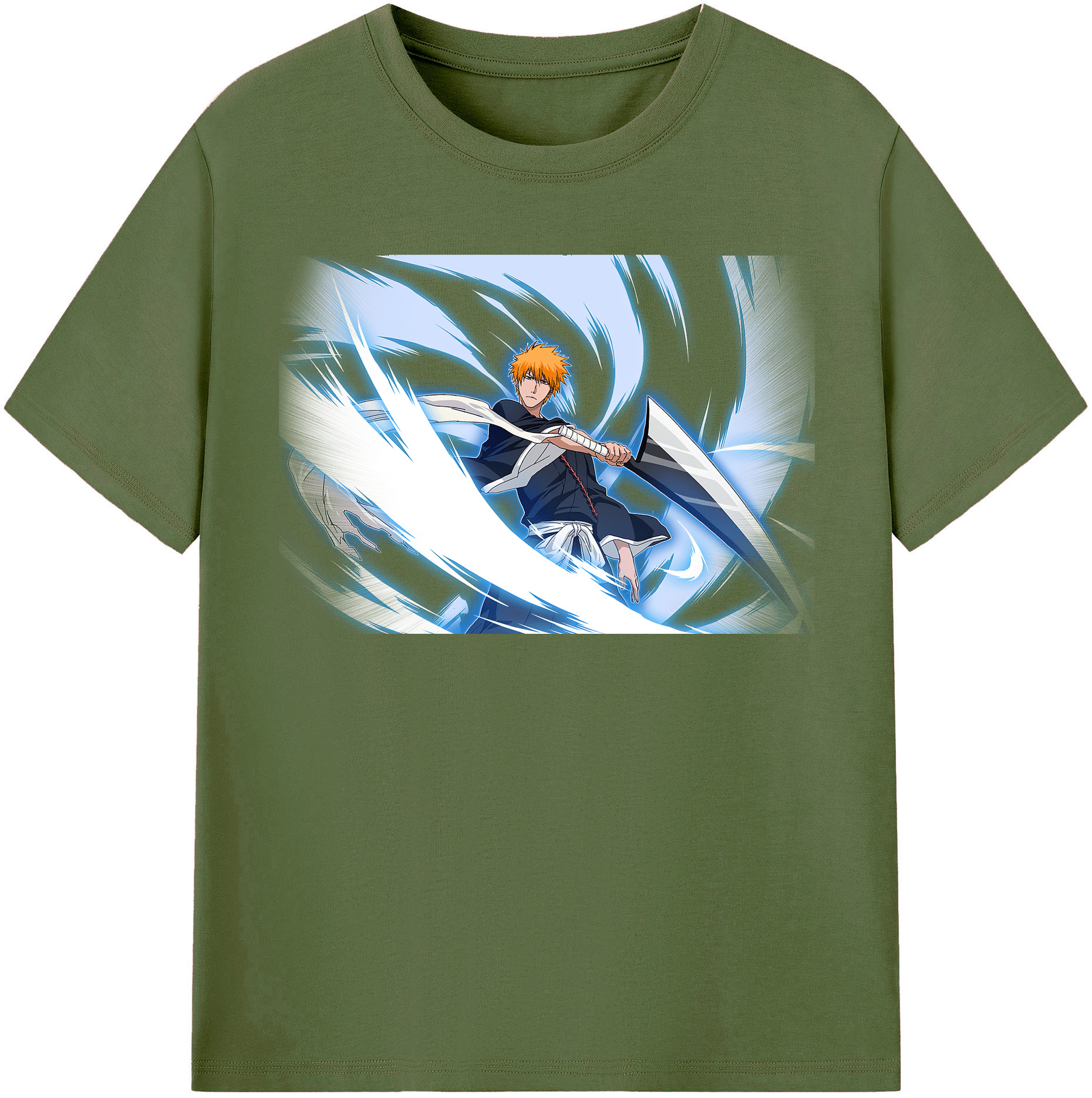 （画像用） ブリーチ 黒崎一護（くろさき いちご）BLEACH Kurosaki Ichigo 綿100％半袖Tシャツ（フロントプリント）
